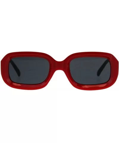 Womens Sunglasses Vintage Retro Beveled Rectangular Frame UV 400 - Red Black - CQ18CTIC97Q $7.75 Rectangular