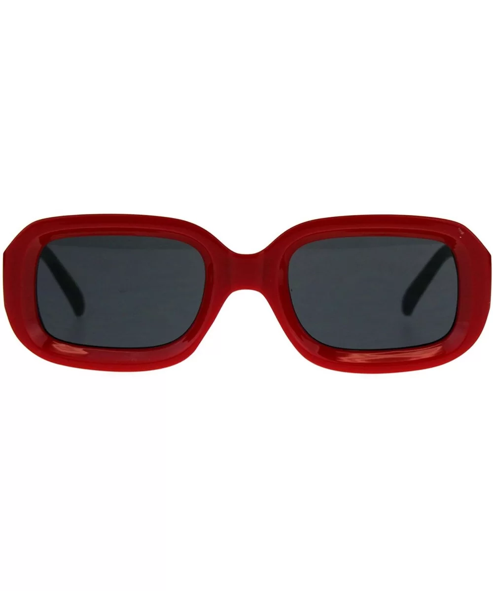 Womens Sunglasses Vintage Retro Beveled Rectangular Frame UV 400 - Red Black - CQ18CTIC97Q $7.75 Rectangular