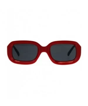 Womens Sunglasses Vintage Retro Beveled Rectangular Frame UV 400 - Red Black - CQ18CTIC97Q $7.75 Rectangular