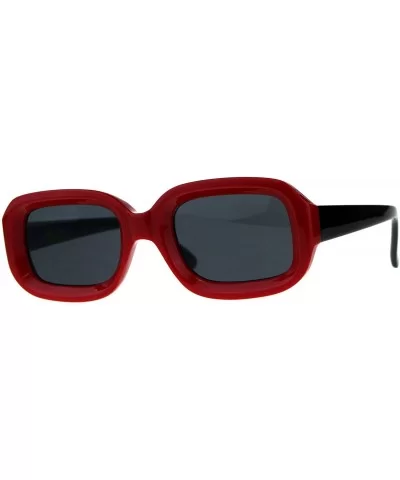 Womens Sunglasses Vintage Retro Beveled Rectangular Frame UV 400 - Red Black - CQ18CTIC97Q $7.75 Rectangular