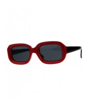 Womens Sunglasses Vintage Retro Beveled Rectangular Frame UV 400 - Red Black - CQ18CTIC97Q $7.75 Rectangular