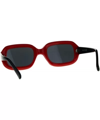 Womens Sunglasses Vintage Retro Beveled Rectangular Frame UV 400 - Red Black - CQ18CTIC97Q $7.75 Rectangular