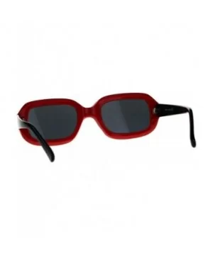 Womens Sunglasses Vintage Retro Beveled Rectangular Frame UV 400 - Red Black - CQ18CTIC97Q $7.75 Rectangular