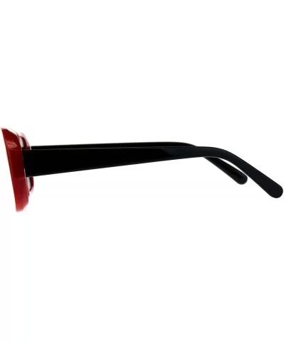 Womens Sunglasses Vintage Retro Beveled Rectangular Frame UV 400 - Red Black - CQ18CTIC97Q $7.75 Rectangular