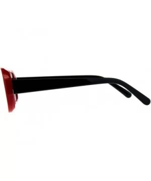 Womens Sunglasses Vintage Retro Beveled Rectangular Frame UV 400 - Red Black - CQ18CTIC97Q $7.75 Rectangular