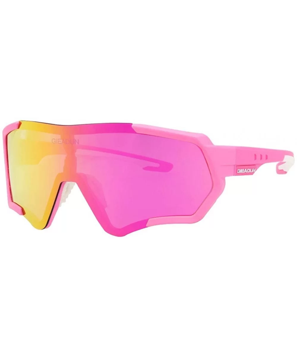 Cycling Glasses Sports Sunglasses Polarized UV400 Protection Baseball Ski Running - Pink - C818QH6TNYA $21.78 Shield