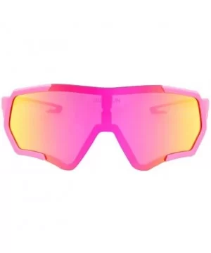 Cycling Glasses Sports Sunglasses Polarized UV400 Protection Baseball Ski Running - Pink - C818QH6TNYA $21.78 Shield