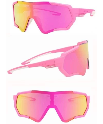 Cycling Glasses Sports Sunglasses Polarized UV400 Protection Baseball Ski Running - Pink - C818QH6TNYA $21.78 Shield