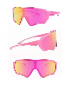 Cycling Glasses Sports Sunglasses Polarized UV400 Protection Baseball Ski Running - Pink - C818QH6TNYA $21.78 Shield