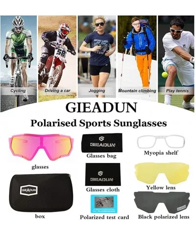 Cycling Glasses Sports Sunglasses Polarized UV400 Protection Baseball Ski Running - Pink - C818QH6TNYA $21.78 Shield