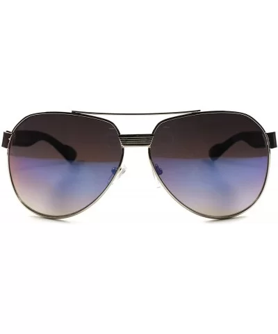 Designer Stylish Military Mens Womens Oversized Air Force Style Sunglasses - Silver / Blue - CQ18XL743DI $7.17 Oversized