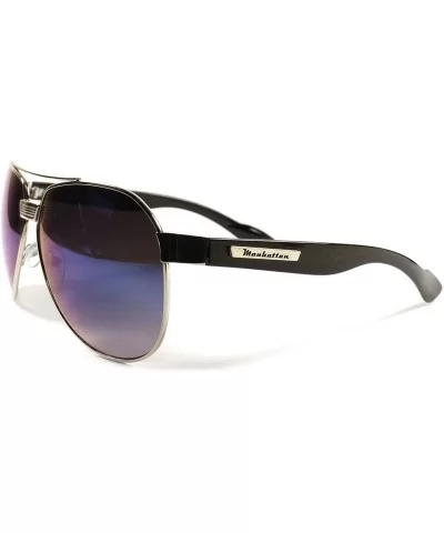 Designer Stylish Military Mens Womens Oversized Air Force Style Sunglasses - Silver / Blue - CQ18XL743DI $7.17 Oversized