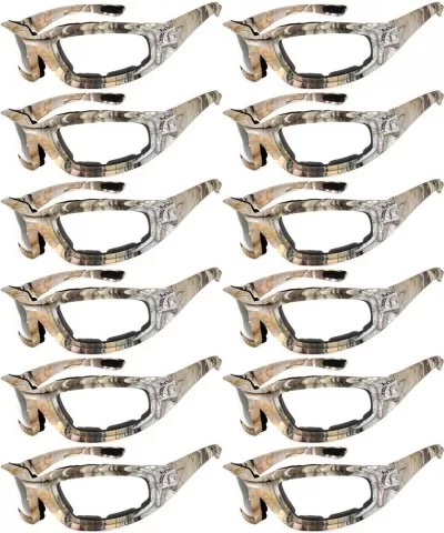 Set of 12 Pairs Motorcycle CAMO Padded Foam Sport Glasses Colored Lens - Camo2_clear_12_pairs - CT1855IRT99 $44.61 Sport