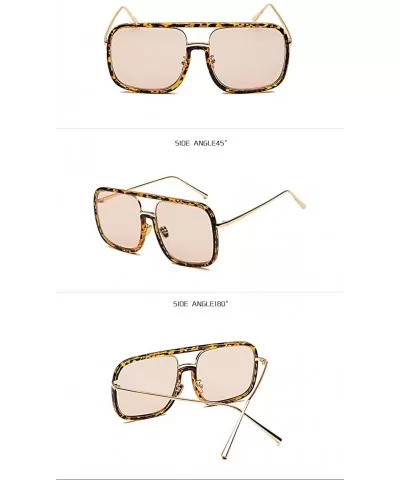 Fashion Plaid Oversized Sunglasses Women Polarized UV400 100% UV Block - Brown／pink - CG18EEIIY0L $9.59 Oversized