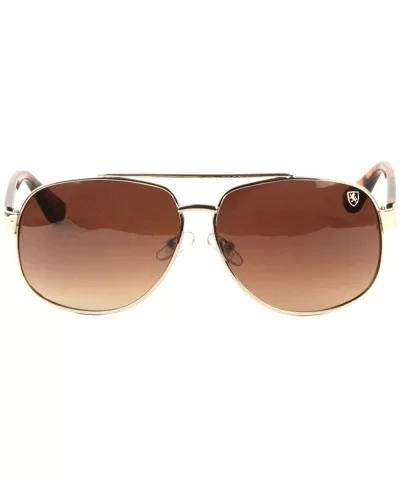 Thick Metal Frame Classic Aviator Sunglasses - Brown Demi - CI199H20SYU $18.39 Aviator