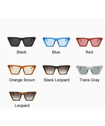 Fashion Luxury Brand Designer Vintage Flat Top Sunglasses Women Black Leopard - Blue - CW18Y4ROZKO $5.83 Oversized