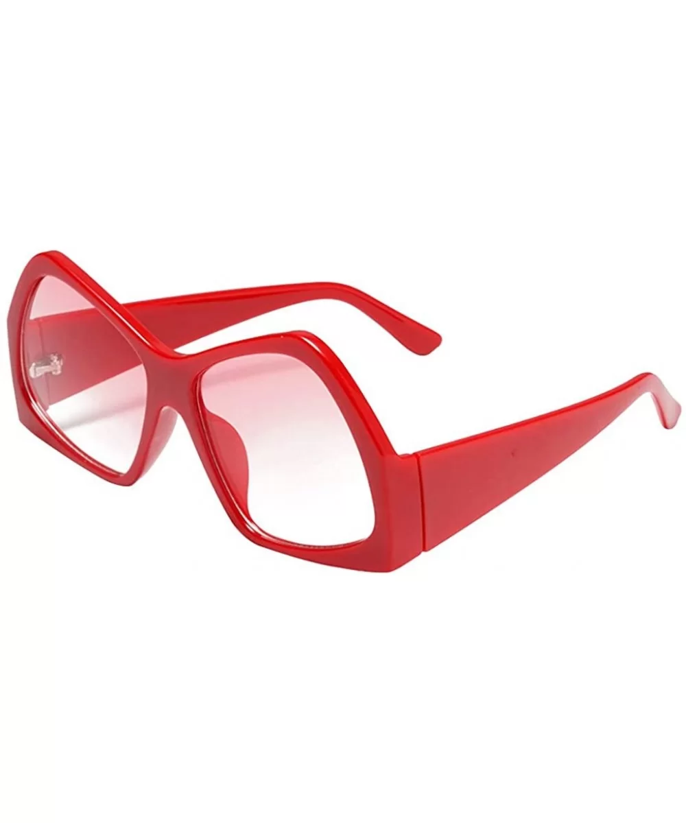 Women Men Oversized Vintage Eye Sunglasses Eyewear Fashion Retro Radiation Protection UV400 - Red - CQ18NIH5ZQ0 $5.61 Semi-ri...