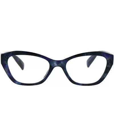 Womens Luxury Fashion Narrow Cat Eye Style Plastic Frame Reading Glasses - Blue Marble - CV1827YCH6I $5.54 Oval