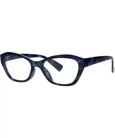 Womens Luxury Fashion Narrow Cat Eye Style Plastic Frame Reading Glasses - Blue Marble - CV1827YCH6I $5.54 Oval