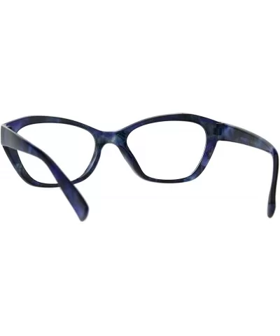 Womens Luxury Fashion Narrow Cat Eye Style Plastic Frame Reading Glasses - Blue Marble - CV1827YCH6I $5.54 Oval