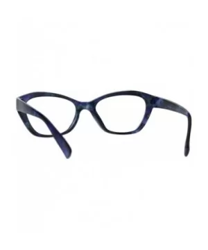 Womens Luxury Fashion Narrow Cat Eye Style Plastic Frame Reading Glasses - Blue Marble - CV1827YCH6I $5.54 Oval