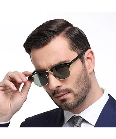 Polarized Sunglasses Women Men Classic Semi Rimless Frame Retro Sunglasses - Gold&gray - CG18GM8CLXL $10.63 Rimless