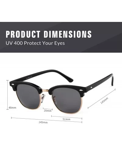 Polarized Sunglasses Women Men Classic Semi Rimless Frame Retro Sunglasses - Gold&gray - CG18GM8CLXL $10.63 Rimless