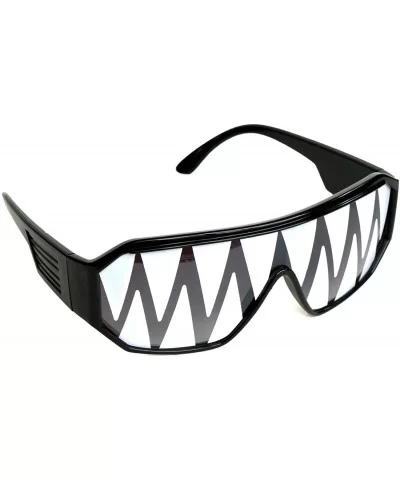 Pink Shark Teeth Shield 140mm Sunglasses - Black - CQ11V1NZBH9 $18.83 Shield