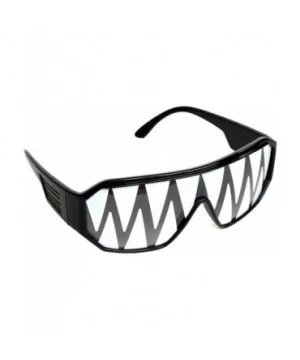 Pink Shark Teeth Shield 140mm Sunglasses - Black - CQ11V1NZBH9 $18.83 Shield