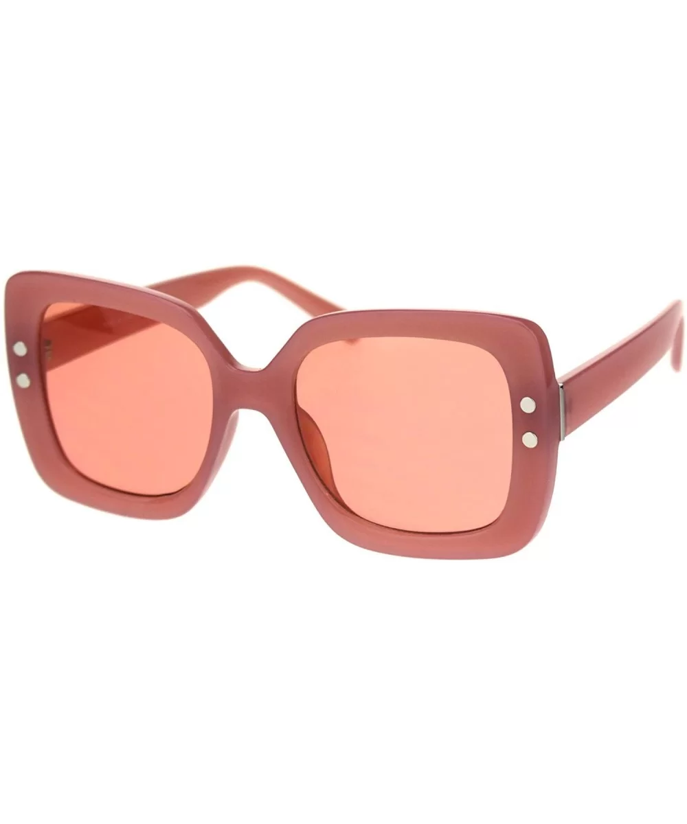 Womens Minimal Mod Thick Plastic Rectangular Butterfly Designer Sunglasses - All Pink - CH18QZ7Q8OE $8.27 Rectangular