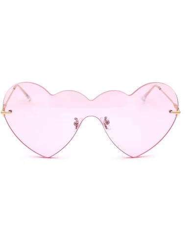 Womens Lolita Funky Heart Shape Shield Rimless Sunglasses - Gold Light Pink - CZ18XOZ7KY8 $12.34 Shield