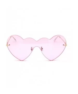 Womens Lolita Funky Heart Shape Shield Rimless Sunglasses - Gold Light Pink - CZ18XOZ7KY8 $12.34 Shield