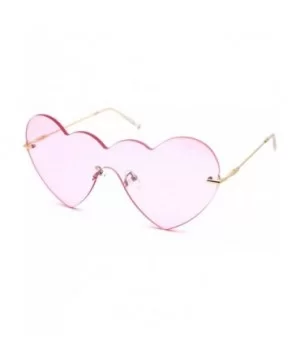 Womens Lolita Funky Heart Shape Shield Rimless Sunglasses - Gold Light Pink - CZ18XOZ7KY8 $12.34 Shield