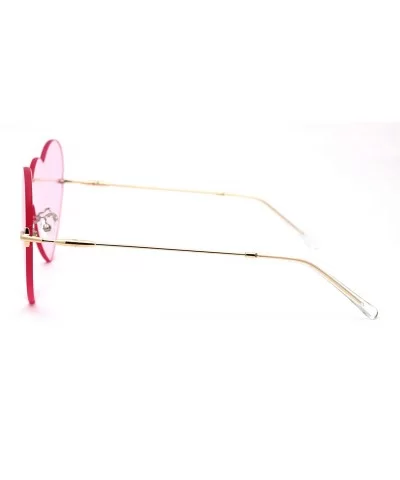 Womens Lolita Funky Heart Shape Shield Rimless Sunglasses - Gold Light Pink - CZ18XOZ7KY8 $12.34 Shield