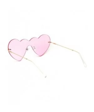 Womens Lolita Funky Heart Shape Shield Rimless Sunglasses - Gold Light Pink - CZ18XOZ7KY8 $12.34 Shield