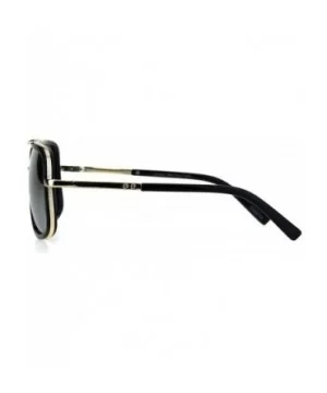 Rectangular Double Frame Mobster Style Racer Pilot Sunglasses - Black Gold Silver Mirror - CF18HOSTU64 $10.62 Rectangular