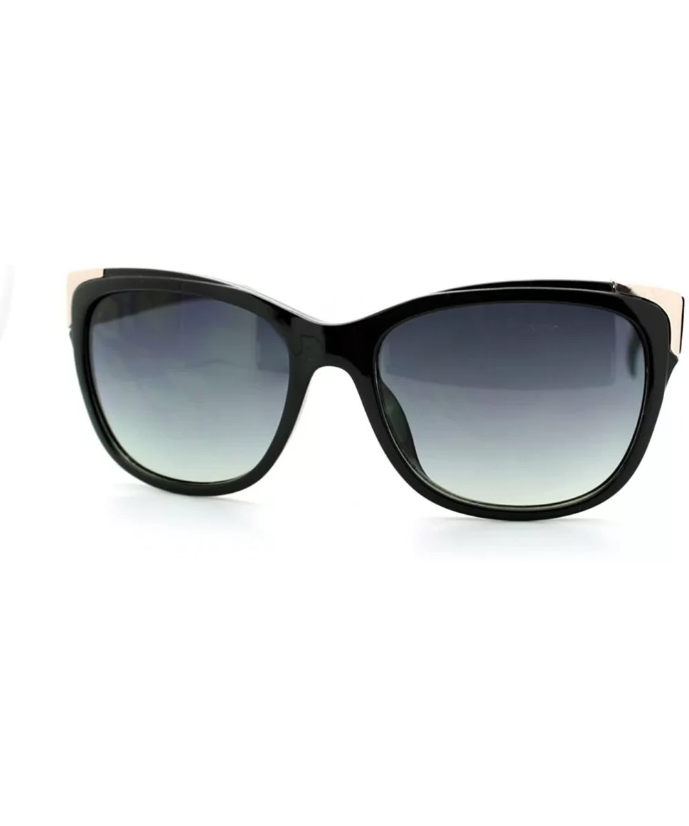 Womens Square Sunglasses Metal Top Corners Chic Trendy Designer Fashion - Black - C511X91M4RB $8.65 Square