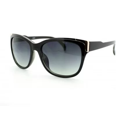 Womens Square Sunglasses Metal Top Corners Chic Trendy Designer Fashion - Black - C511X91M4RB $8.65 Square