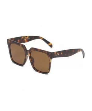 Large Retro Style Square Aviator Flat Top Sunglasses Black Tortoise Blue - Tortoise - Amber - CH18SO42WK3 $7.71 Aviator