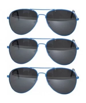 Set of 3 Pack Aviator Style Sunglasses Colored Metal Frame Mirror Lens Smoke Lens - Smoke_lens_blue_3_pack - C217YROGIQ5 $8.9...