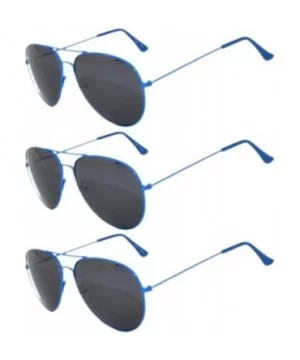 Set of 3 Pack Aviator Style Sunglasses Colored Metal Frame Mirror Lens Smoke Lens - Smoke_lens_blue_3_pack - C217YROGIQ5 $8.9...