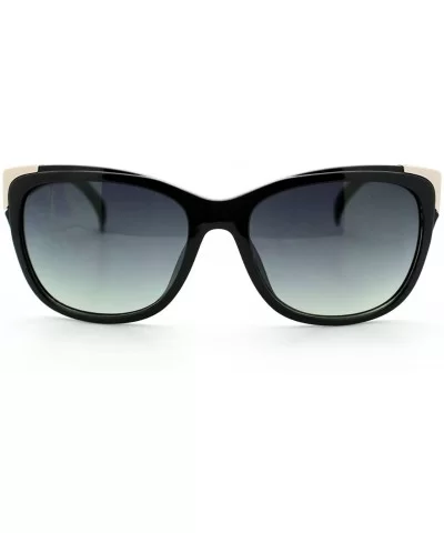 Womens Square Sunglasses Metal Top Corners Chic Trendy Designer Fashion - Black - C511X91M4RB $8.65 Square