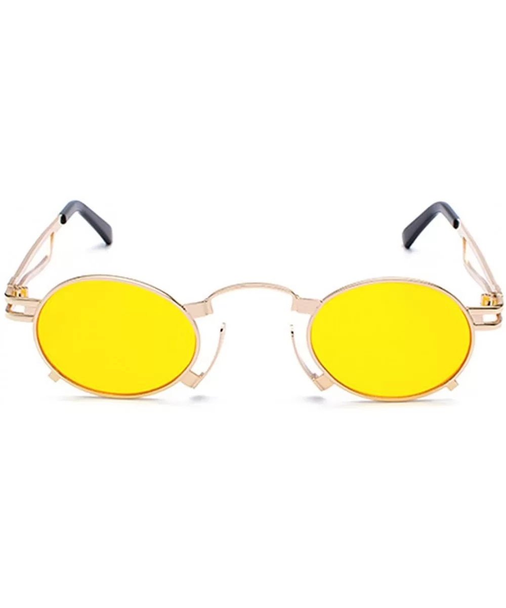 Men's & Women's Sunglasses Vintage Oval Metal Frame Sunglasses - Golden Tablets - CP18EQII3Q6 $8.70 Rimless