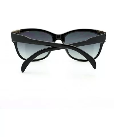 Womens Square Sunglasses Metal Top Corners Chic Trendy Designer Fashion - Black - C511X91M4RB $8.65 Square