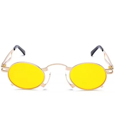 Men's & Women's Sunglasses Vintage Oval Metal Frame Sunglasses - Golden Tablets - CP18EQII3Q6 $8.70 Rimless