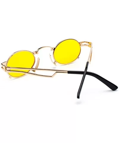 Men's & Women's Sunglasses Vintage Oval Metal Frame Sunglasses - Golden Tablets - CP18EQII3Q6 $8.70 Rimless