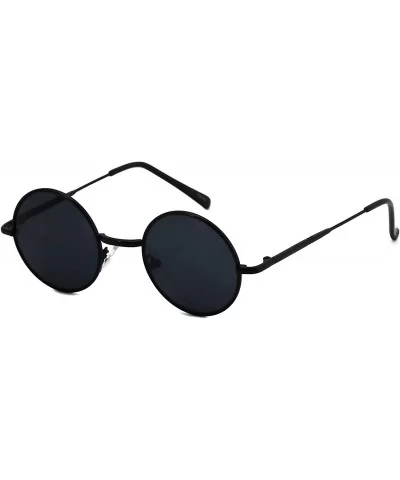 John Lennon Hipster Fashion Sunglasses Small Metal Round Circle Elton Style - Black and Silver Clear - CA18I2W5CU5 $7.60 Oval