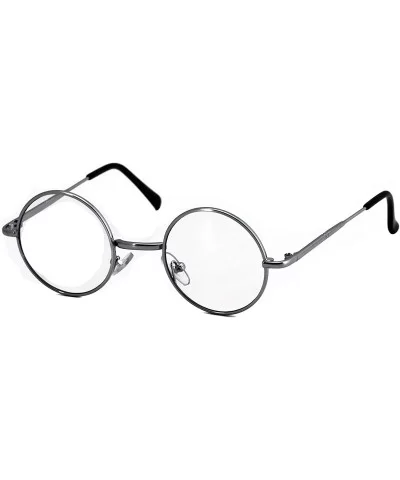 John Lennon Hipster Fashion Sunglasses Small Metal Round Circle Elton Style - Black and Silver Clear - CA18I2W5CU5 $7.60 Oval