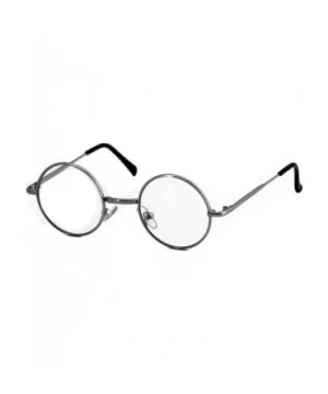 John Lennon Hipster Fashion Sunglasses Small Metal Round Circle Elton Style - Black and Silver Clear - CA18I2W5CU5 $7.60 Oval