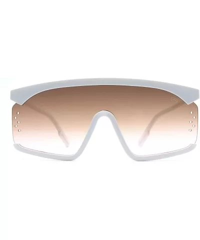 F010 Shield Design - for Womens-Mens 100% UV PROTECTION - White-browndegrade - CB192TGL0DC $12.38 Shield